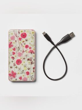 10000mAh Power Bank - heyday™ Multi Floral: Dual Device Charging, USB Cable Incl